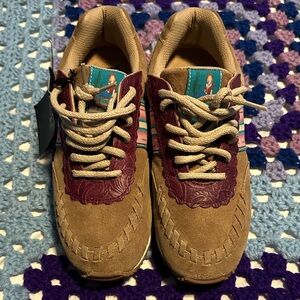 Justin Tan and Burgundy Women's Sneakers